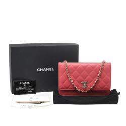 Pre Owned محفظة بسلسلة شانيل تريندي سي سي جلد وردي مبطن