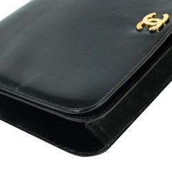 Pre Owned Chanel Black Patent Leather Vintage Flap Bag
