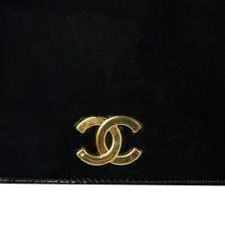 Pre Owned Chanel Black Patent Leather Vintage Flap Bag