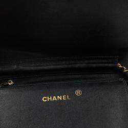 Pre Owned Chanel Black Patent Leather Vintage Flap Bag