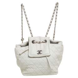 Chanel White Quilted Leather Paris-Shanghai Beijing 2 in 1 Backpack