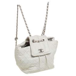 Pre Owned Chanel White Quilted Leather Paris-Shanghai Beijing 2 in 1 Backpack