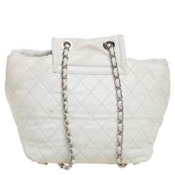 Pre Owned Chanel White Quilted Leather Paris-Shanghai Beijing 2 in 1 Backpack