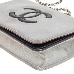 Chanel Silver/Black Leather CC Timeless Wallet On Chain
