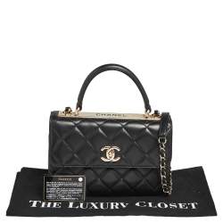 Pre Owned Chanel Black Quilted Leather Small Trendy CC Flap Top Handle Bag