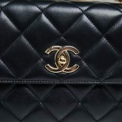 Pre Owned Chanel Black Quilted Leather Small Trendy CC Flap Top Handle Bag