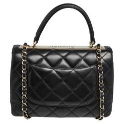 Pre Owned Chanel Black Quilted Leather Small Trendy CC Flap Top Handle Bag