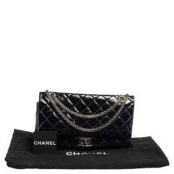 Pre Owned Chanel Navy Blue Quilted Patent Leather Reissue 2.55 Classic 227 Flap Bag