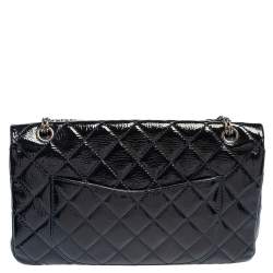 Pre Owned Chanel Navy Blue Quilted Patent Leather Reissue 2.55 Classic 227 Flap Bag