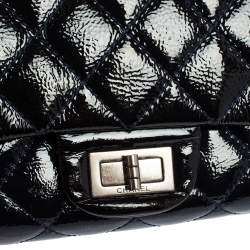 Pre Owned Chanel Navy Blue Quilted Patent Leather Reissue 2.55 Classic 227 Flap Bag