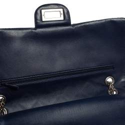 Pre Owned Chanel Navy Blue Quilted Patent Leather Reissue 2.55 Classic 227 Flap Bag