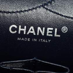 Pre Owned Chanel Navy Blue Quilted Patent Leather Reissue 2.55 Classic 227 Flap Bag