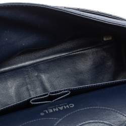 Pre Owned Chanel Navy Blue Quilted Patent Leather Reissue 2.55 Classic 227 Flap Bag