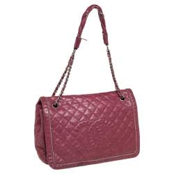 Pre Owned Chanel Dark Red Quilted Leather Istanbul Flap Bag