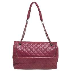Pre Owned Chanel Dark Red Quilted Leather Istanbul Flap Bag