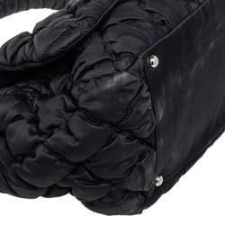 Pre Owned Chanel Black Bubble Quilted Nylon Accordion Shoulder Bag