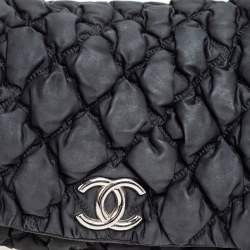 Pre Owned Chanel Black Bubble Quilted Nylon Accordion Shoulder Bag
