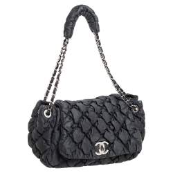 Pre Owned Chanel Black Bubble Quilted Nylon Accordion Shoulder Bag