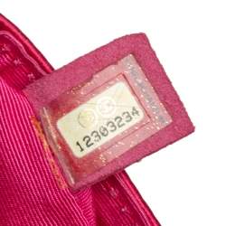 Pre Owned Chanel Fuchsia Croc Quilted Satin Reissue 225 Flap Bag