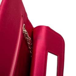 Pre Owned Chanel Fuchsia Croc Quilted Satin Reissue 225 Flap Bag