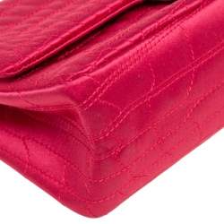 Pre Owned Chanel Fuchsia Croc Quilted Satin Reissue 225 Flap Bag