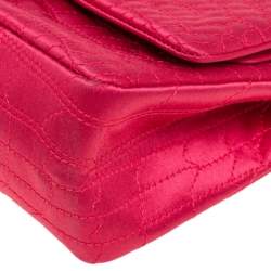 Pre Owned Chanel Fuchsia Croc Quilted Satin Reissue 225 Flap Bag