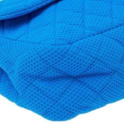 Pre Owned حقيبة شانيل كلاسيك قماش مبطن أزرق مثقب بقلاب