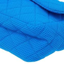 Pre Owned حقيبة شانيل كلاسيك قماش مبطن أزرق مثقب بقلاب