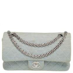 مملوكة مسبقًا حقيبة شانيل كلاسيك بقلاب مزدوج جلد مبطن بيج ميتاليك