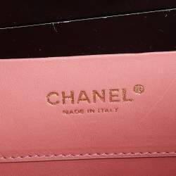 Pre Owned Chanel Pink Python Classic Flap Flat Bag