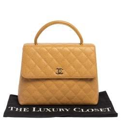 Pre Owned Chanel Beige Quilted Caviar Leather Vintage Kelly Bag