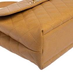 Pre Owned Chanel Beige Quilted Caviar Leather Vintage Kelly Bag