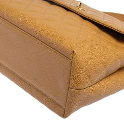 Pre Owned Chanel Beige Quilted Caviar Leather Vintage Kelly Bag