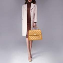 Pre Owned Chanel Beige Quilted Caviar Leather Vintage Kelly Bag