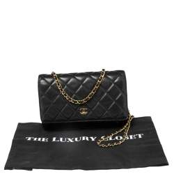 Chanel Black Quilted Leather Wallet On Chain