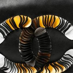 Pre Owned Chanel Black Leather Disc Accordion Flap Bag