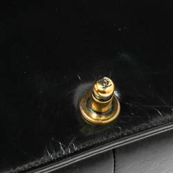 Pre Owned Chanel Black Quilted Crinkled Leather Large Boy Bag