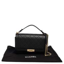 Pre Owned Chanel Black Leather Large Label Click Flap Bag