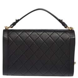 Pre Owned Chanel Black Leather Large Label Click Flap Bag
