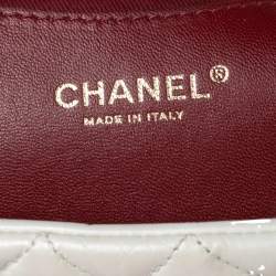 Pre Owned Chanel White Quilted Leather Just Mademoiselle Bowling Bag