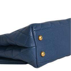 Pre Owned Chanel Blue Caviar Leather Coco Top Handle Small Bag