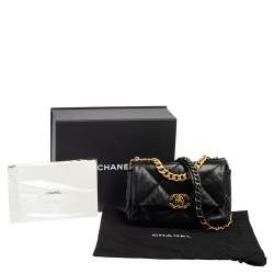 Pre Owned Chanel Black Quilted Leather Small 19 Flap Bag