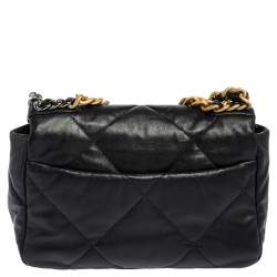 Pre Owned Chanel Black Quilted Leather Small 19 Flap Bag