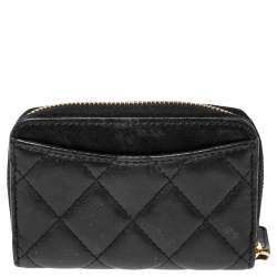 مملوكة مسبقًا Chanel Black Quilted Leather Zipped Coin Pouch