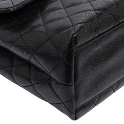 Pre Owned Chanel Black Quilted Caviar Leather Jumbo Vintage Kelly Bag