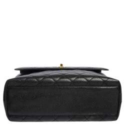 Pre Owned Chanel Black Quilted Caviar Leather Jumbo Vintage Kelly Bag