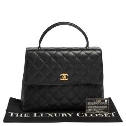 Pre Owned Chanel Black Quilted Caviar Leather Jumbo Vintage Kelly Bag