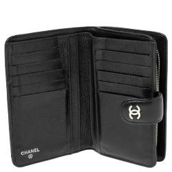 Chanel Black Quilted Caviar Leather L-Zip Pocket Wallet