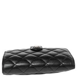 Chanel Black Quilted Caviar Leather L-Zip Pocket Wallet