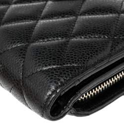 Chanel Black Quilted Caviar Leather L-Zip Pocket Wallet